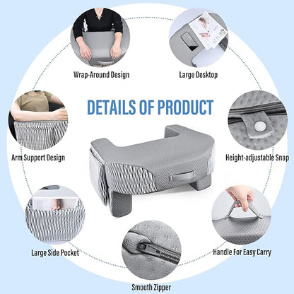 LEBENGURU Reading Pillow for Laptop, Extra Large Armrest Gaming Pillow for Working, Hight Adjustable Lap Desk Pillow for Adult Sitting in Bed, Floor, Sofa（Stripe and Grey）