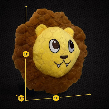 Bite Force -Durable & Strong Dog Toy Mighty Leo with Squeaker, Kevlar-Reinforced for Aggressive Chewers for Small Medium Large Dogs - Yellow.