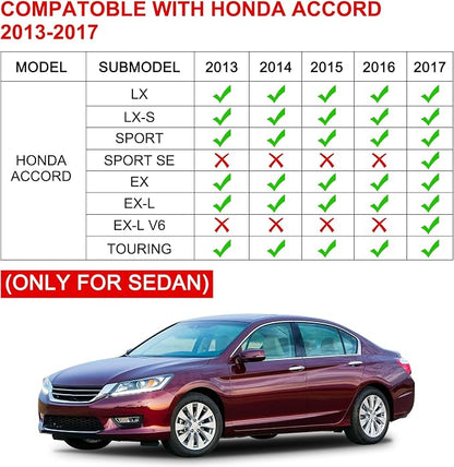 Floor Mats & Trunk Mat Fit for 2013-2017 Honda Accord(Only Sedan),All Weather Protection TPE, Anti-Slip Floor Mats & Cargo Liner for 2013-2017 Honda Accord Accessories