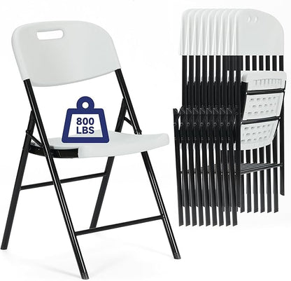 Winlice 30 Pack Thicker 800 LBS White Folding Chairs, Commercial Grade Folding Chair, Foldable Chairs for Events