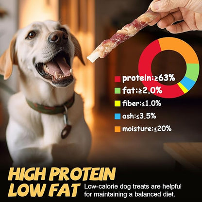 ASMPET Dog Treats Chews, Chicken & Duck Wrapped Rawhide Sticks (20 pcs, 10.6 oz, 5 inch)