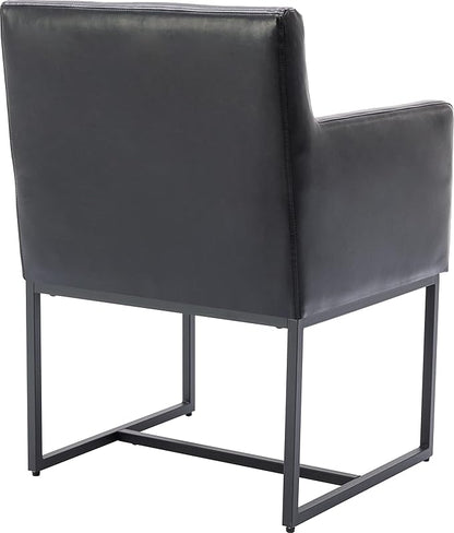 BESTANO Set of 6 Upholstered Dining Chairs with Armrest, PU Leather Modern Accent Armchairs, Kitchen & Dining Room Chairs Side Chairs, Black