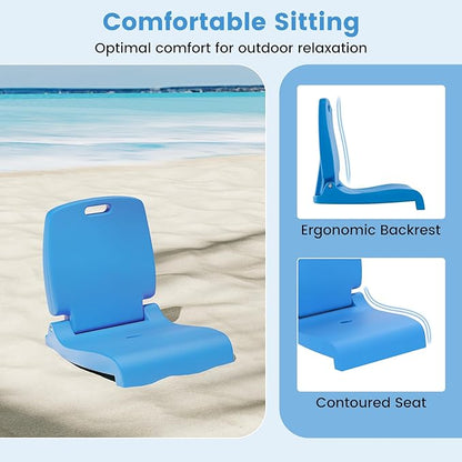Goplus Poolside Chair for Edge of Pool, Foldable Portable Flip Seat w/Back Support & 2 Handles, Lightweight Outdoor Camping Chair for Stadium, Tailgating, Fishing, Boats, Beach (Blue, 1 Pack)