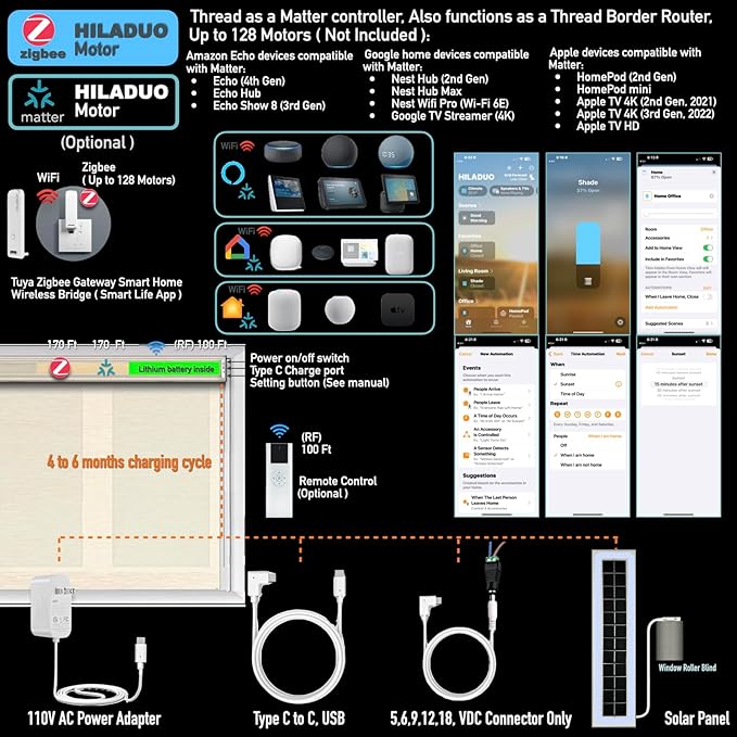 HILADUO Customized Solar Screen Roller Shade Blinds