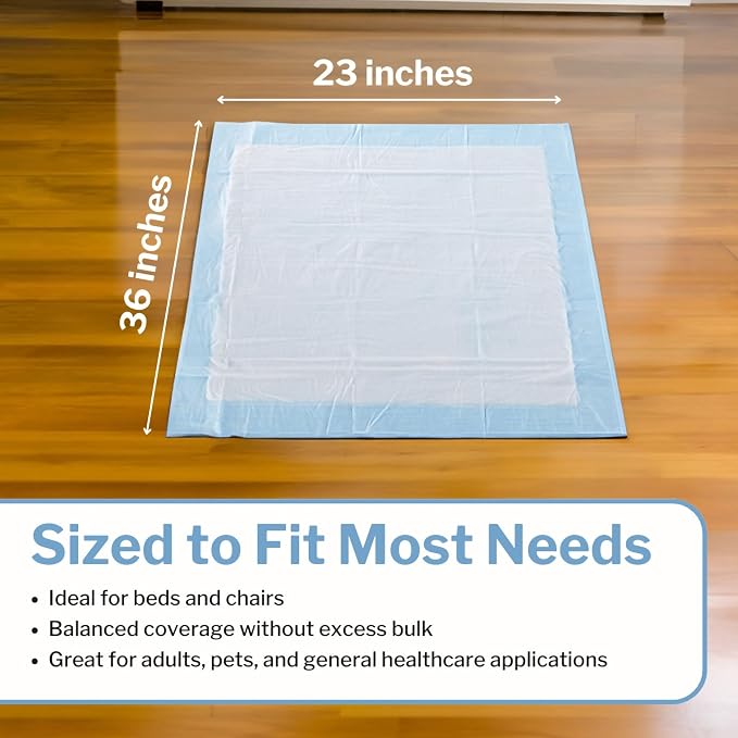 McKesson Underpads Bed Pads, Elderly, Light Absorbency, 23 x 36 in, 150 ct | and Baby, Pee Pads, Fluff