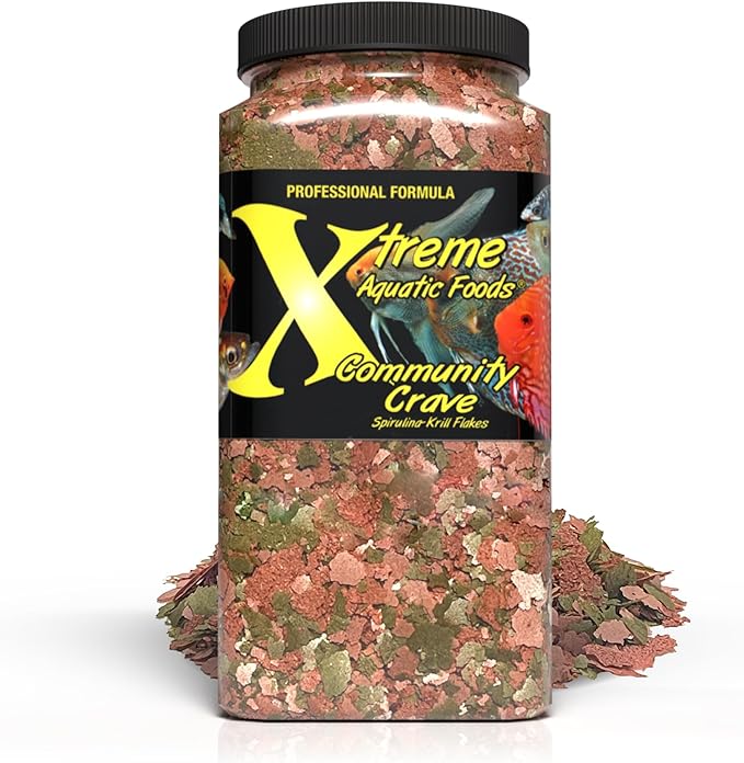 Xtreme Community Crave Flake - Krill & Spirulina Blend for Vibrant Colors, Immune Support and Digestive Health, Tropical & Freshwater Fish Nutrition – Premium Community Aquarium Food (16oz)
