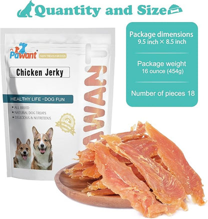 Chicken Jerky for Dogs Treats Training Snacks Dog Chew Treats Rawhide Free for Small and Large Dog 1lb/454g
