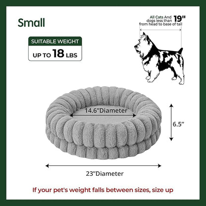BALANCE Luxury Donut Dog Bed, 24 Inches Round Dog Beds for Small Dogs Washable, Orthopedic Calming Pet Bed for Puppy and Cats with Anti-Slip Bottom (Gray)