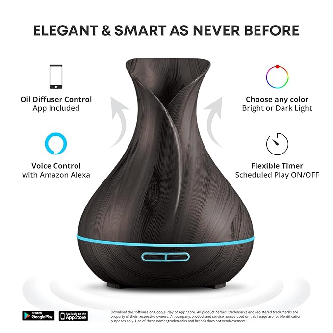 Smart WiFi Wireless Essential Oil Aromatherapy 400ml Ultrasonic Diffuser &
