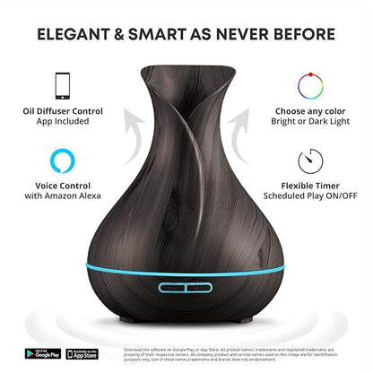 Smart WiFi Wireless Essential Oil Aromatherapy 400ml Ultrasonic Diffuser &