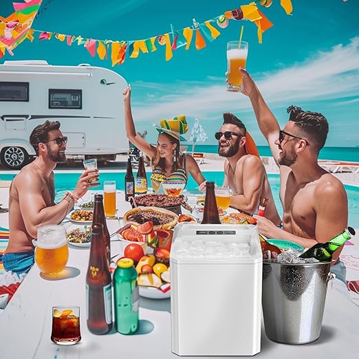 Sweetcrispy Countertop Ice Maker, Portable Ice Machine Self-Cleaning, 9 Cubes