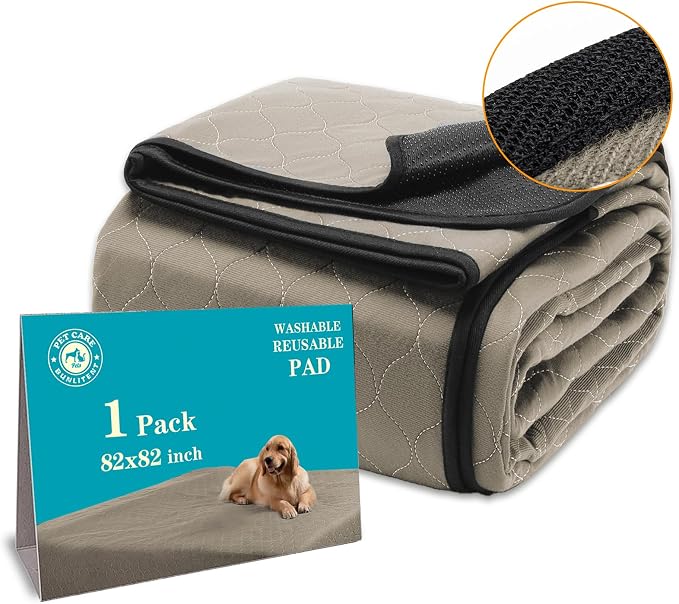 Bunlitent Washable Pee Pads for Dogs, 82" x 82", Brown, Reusable Puppy Pads | Extra Large, 1 Pack, Reusable, Quick Dry, Anti-Slip, Waterproof, Whelping Pads, For Puppy, Senior Dog, Incontinence