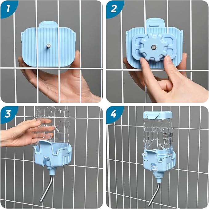 Vannon Small Animal Water Dispenser for Cage, 30oz Auto Feeding Crate Water Bottle for Rabbit, Chinchilla, Ferret, Guinea Pig, Squirrel, Hedgehog, Pet Nozzle Diameter: 10mm, BPA Free, Blue