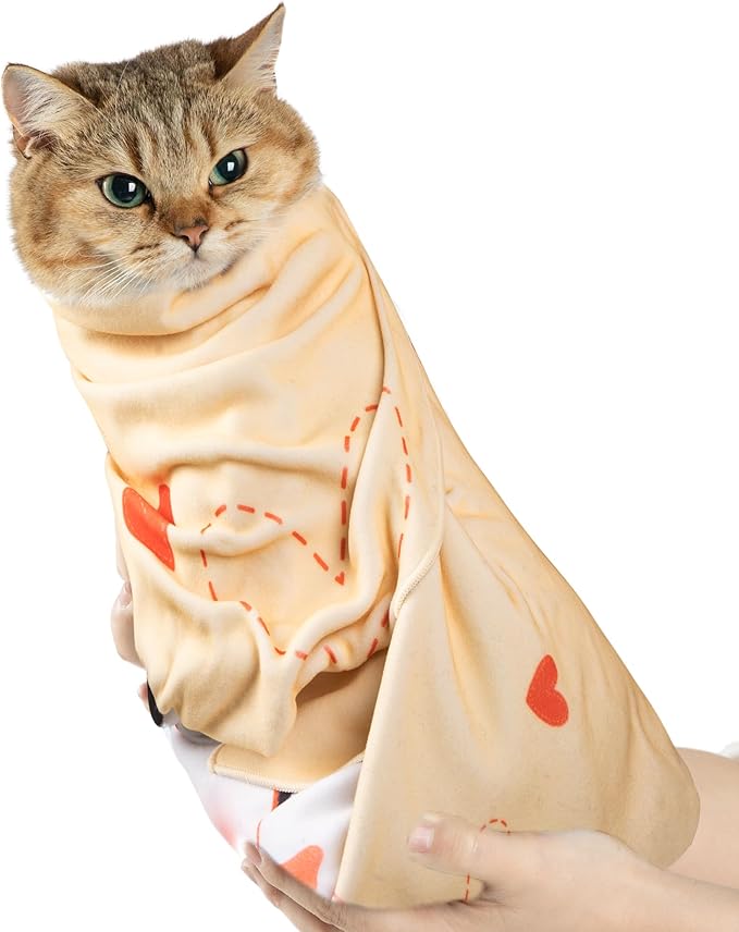 Cat Grooming Wrap,Anti-Escape Cat Wrap for Grooming,Self-Adherent Soft Cat Blanket to Wrap,Clip Nails, Anti-Bite, Anti-Scratch,Cat Calming Wrap,Cat Burrito Wrap,Swaddle Wrap Pet Tool