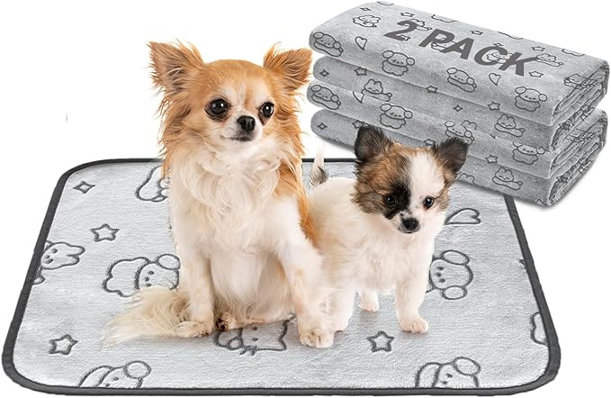Qeils Reusable Puppy Pads, 2 Pack Washable Pee Pads for Dogs, Waterproof Non Slip Wee Wee pad, Absorbent and Leakproof Training Mats for Potty, Crate, Playpen, Bed, Sofa, 18"x 24"