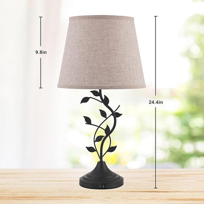 Kakanuo USB Touch Table Lamp Bedside Lamp with USB C Charging Ports for Living Room, Beige 3 Way Dimmable Traditional Nightstand Lamp Retro Table Lamp for Bedroom and Office (LED Bulb Included)