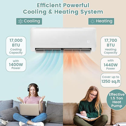 RELAX4LIFE Mini Split Ac/Heating System, 18000 BTU Ductless Mini Split Air