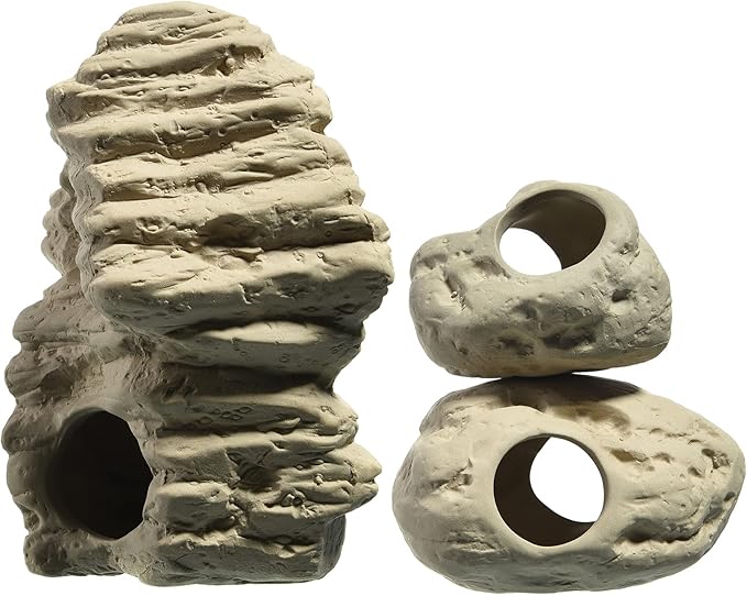 ALEGI Aquarium Decoration Rock Caves, Betta Fish Tank Accessories Hideout, Cichlid Stackable Cave Hiding (Small & Medium & Large)