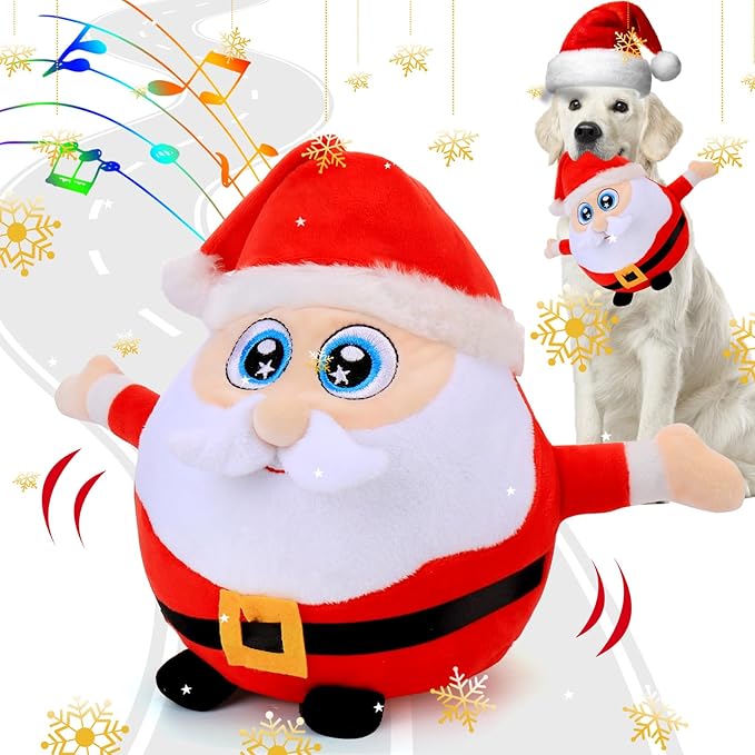 BABORUI Interactive Dog Toys Santa Claus, Jumping Squeaky Dog Toys with Recording and Music Modes, Rechargeable Moving Dog Christmas Toys for Small/Medium/Large Dogs to Keep Them Busy(Santa Claus)