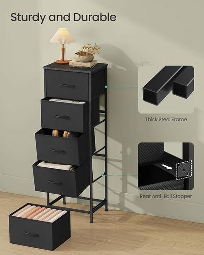 SONGMICS Dresser for Bedroom, Chest of Drawers, 5 Non-Woven Fabric Drawers
