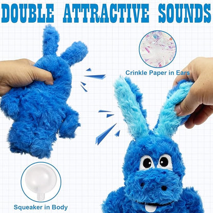 Squeaky Dog Toy Plush, Stuffed Crinkle Tug of War Dog Toy Keep Them Busy Pet Puppy Birthday Toy for Small Medium Large Dogs (Blue)