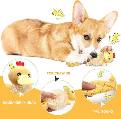 Squeaky Plush Dog Toys,Squeaky Dog Toys forMedium Dogs, Small Dogs, Durable Puppy Teething Toys Plush Duck Dog Toy to Keep Them Busy