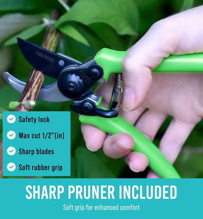 GROWIT Heavy Duty Gardening Tools - 22-Piece Gardening Gifts for Women, Men, Mom, Dad - Durable, Ergonomic Garden Tools Set