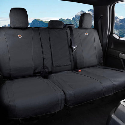 Coverado Rear Car Seat Covers, Waterproof Canvas Seat Protector for Car Seat Cushions for Kids & Dogs, Seat Covers Compatible with 2015-2025 Ford F150 & 2017-2025 Ford F250 F350 F450(Black, 2PCS)