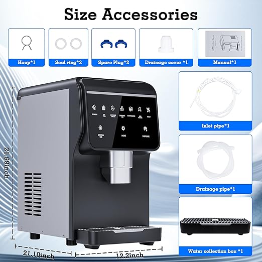 Nugget Ice Maker 66Lbs/24H Chewable Pellet Ice Machine, Built-in 6lbs Ice