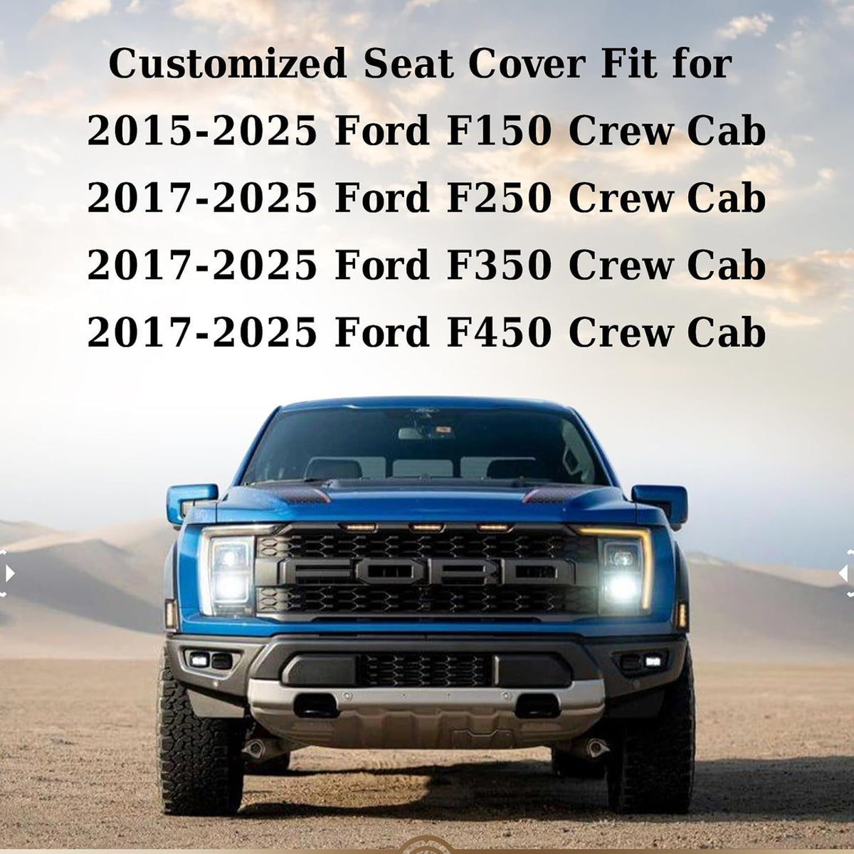 Coverado Front Seat Covers, Waterproof Canvas Seat Protector for Car Seat Cushions for Kids & Dogs, Seat Covers Compatible with 2015-2025 Ford F150 & 2017-2025 Ford F250 F350 F450(Gray, 2PCS)