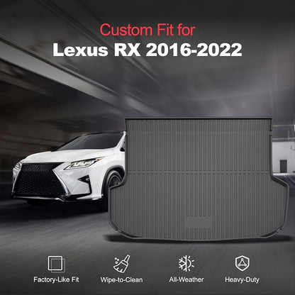 Original RX Cargo Liners for Lexus RX RX350/RX450h 2016-2022 (Not for RX350L & RX450hL) - Custom Fit TPE All Weather Rubber Trunk Liner Odorless Anti-Slip Cargo Mat