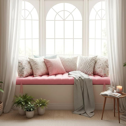 Vercraft Long Floor Cushion Large Floor Cushion with Brushed Cotton 74.8 x 27.5 x 3.15 in Jumbo Lounger Pillow for Outdoor Indoor Bay Window Meditation Yoga Reading Sleeping(Pink)