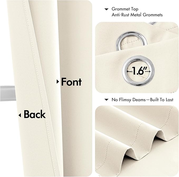 MIULEE Beige White Blackout Curtains