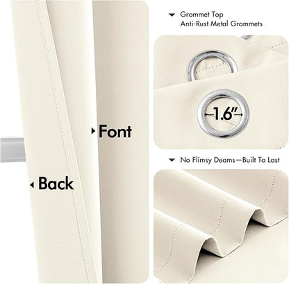 MIULEE Beige White Blackout Curtains