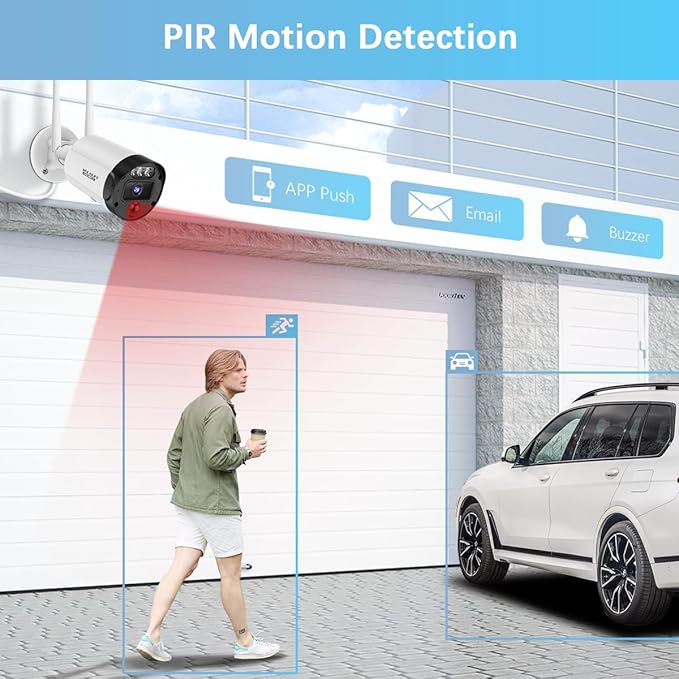【90ft Super Night Vision】 5MP Outdoor Wireless Security Camera System, Wireless