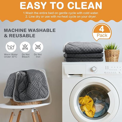 4 Pack Self Warming Cat Mat Self Heating Cat Pad Warm Thermal Pet Bed Washable Dog Crate Pad Body Heat Dog Bed Mat Blanket Non Slip Bottom for Outdoor Indoor Pets(Grey,20 x 28 Inch)