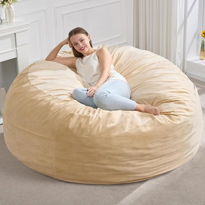 Hobestluk 5FT Bean Bag Chair Giant Bean Bag Chairs for Adults Large Bean Chairs with Removable Cover, Beanbag Chair with Filler, Adult Bean Bag Chairs for Living Room, Bedroom