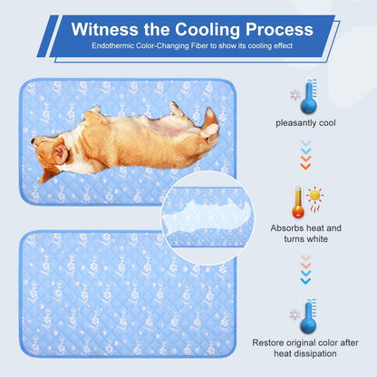 MH MYLUNE HOME Dog Cooling Mat 48x28 Inch - Double-Sided Cooling & Warm, Arc-Chill Cool Fiber, Endothermic Color Changing Pet Pad for Large Dogs, Foldable & Washable Summer Blanket