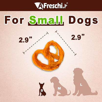 AFreschi Turkey Tendons for Dogs, USA-Sourced, Healthy Dog Treats, Rawhide-Free Puppy Chews, Long Lasting, All Natural, Hypoallergenic Dog Treats for Small Breeds, 4 Count Pack Pretzel (S)