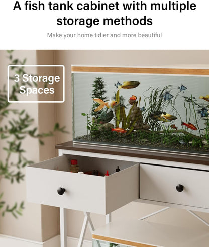 Fish Tank Stand 29 Gallon: Sturdy Aquarium Stand with Accessories Storage - Metal Fish Tank Table for 20-29 Gallon Reptile Breeder Turtle Terrarium - 30.7"x16.5" Weight Capacity 330 lbs