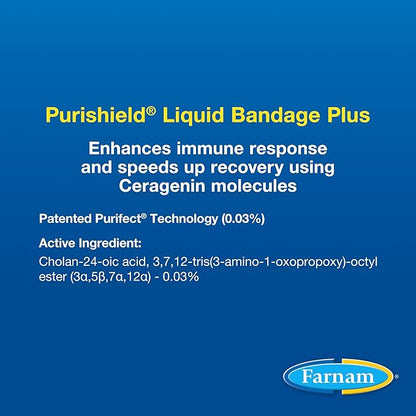 Farnam Purishield Wound and Skin Care Liquid Bandage Plus, Promotes Healing* and Provides 24-Hour Barrier* for Horses, Dogs, Cats & Livestock