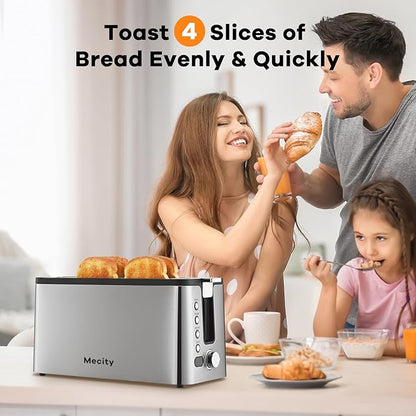 Mecity 4 Slice Toaster, Long Slot Toaster
