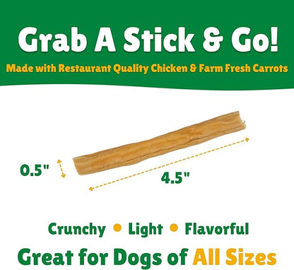 Lucky Premium Treats Lucky Shorty Slims - Carrot and Chicken Jerky Dog Treats, Crunchy Dog Chew Sticks with Real Chicken and Carrot for Small to Large Dogs (7 Count)