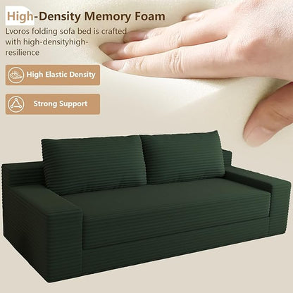 Cloud Loveseat Sofa, Modern Corduroy 2-Seater Couch with Deep Seat, No Assembly Required Memory Foam Sofa, Boneless Sofa in a Box for Bedroom, Apartment, Office,Small Space (Green,70.87in)