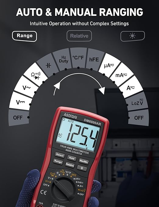 AstroAI Digital Multimeter TRMS 6000 Counts Volt Meter Ohmmeter Auto-Ranging
