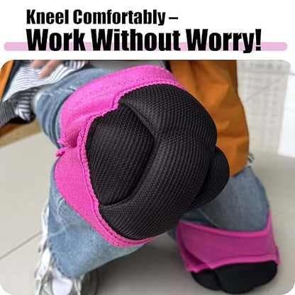 Womens Knee Pads for Kneeling on Floors, Soft EVA Foam Knee Protectors for Gardening Cleaning Floor, Adjustable Straps on Kneepads for Concrete Worker Carpenter Painter Cleaner Cawler Retailer for Christmas, Pink L