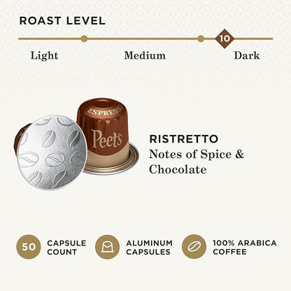 Peet's Coffee, Dark Roast Espresso Capsules, Compatible