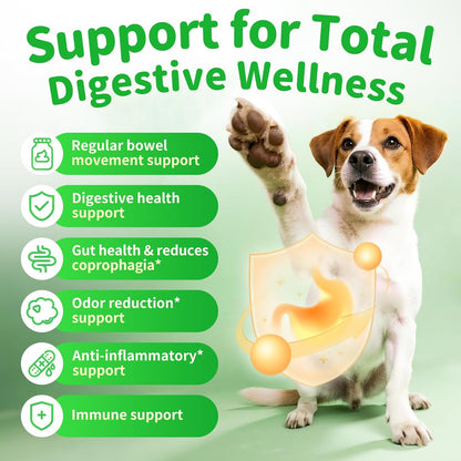 Premium Dog Digestive Enzymes and Probiotics with Pumpkin for Gut Health Support - Daily Chews for Digestion & Gas Relief - Chicken Flavor-90 Count
