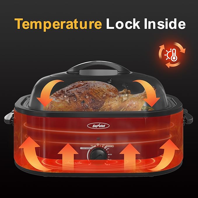Sunvivi Roaster Oven with Self-Basting Lid, 18 Quart Electric Roaster with