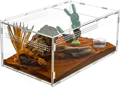 REPTI ZOO Large Tarantula Enclosure Spider Enclosure 14" X 8" X 6", 2 in 1 Acrylic Aboreal Breeding Box for Mantis Snail or Terrestrial Breeding Box for Cricket Jumping Spiders Tarantula